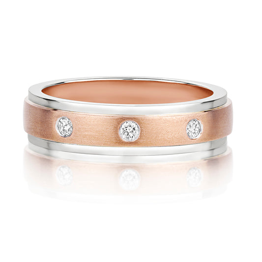 Celest Diamond Wedding Band - 9k Rose & White Gold