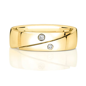 Vow Diamond Crossover Wedding Band - 9k Yellow Gold