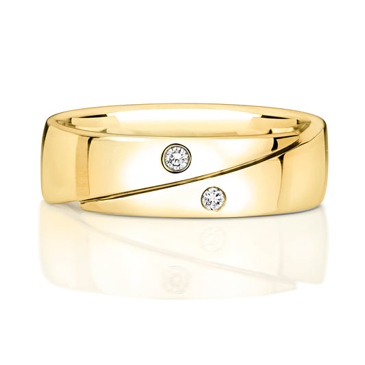 Vow Diamond Crossover Wedding Band - 9k Yellow Gold