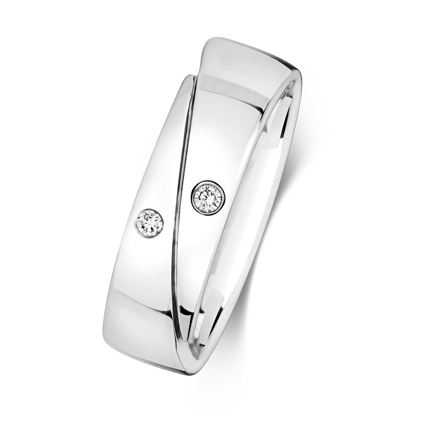 Vow Diamond Crossover Wedding Band - 9k White Gold