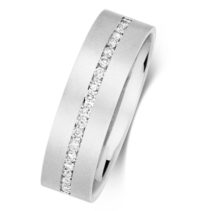 Soluna Half Eternity Diamond 6.5mm Wedding Band - 9k White Gold