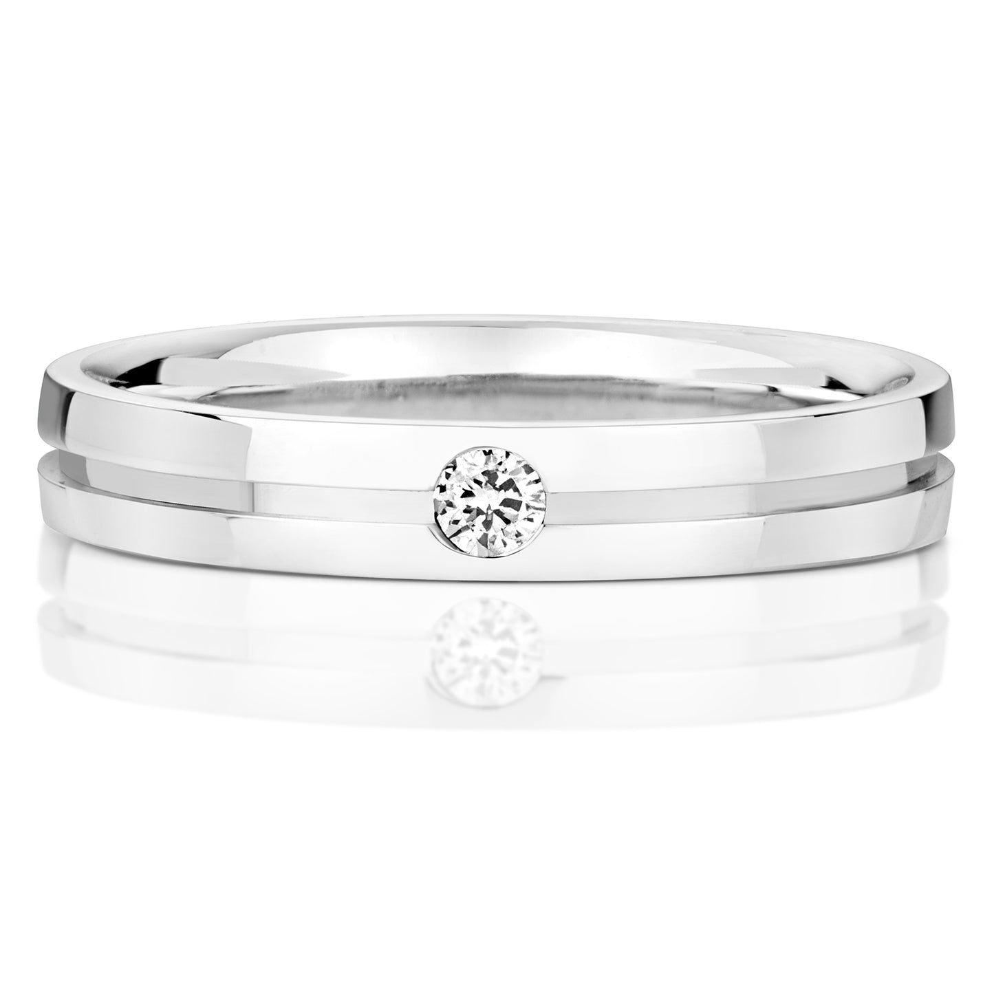 Solstice Diamond Wedding Band - Men's 9k White Gold