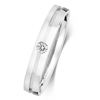 Solstice Diamond Wedding Band - Men's 9k White Gold