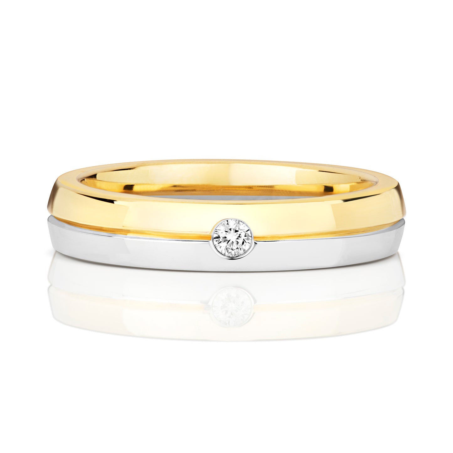 Polaris 2 Tone Diamond Wedding Band - Women's 9k Yellow & White Gold