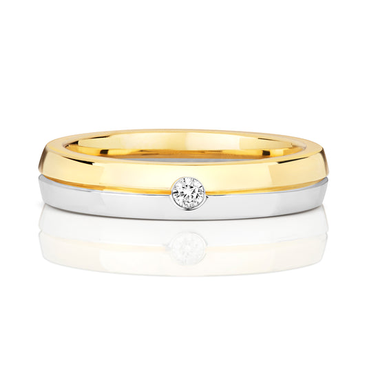 Polaris 2 Tone Diamond Wedding Band - Women's 9k Yellow & White Gold