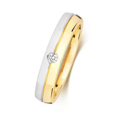 Polaris 2 Tone Diamond Wedding Band - Women's 9k Yellow & White Gold