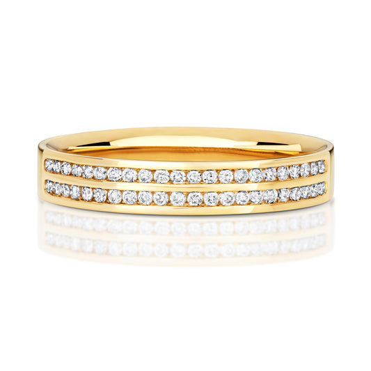 Harmony Diamond Wedding Band - 9k Yellow Gold