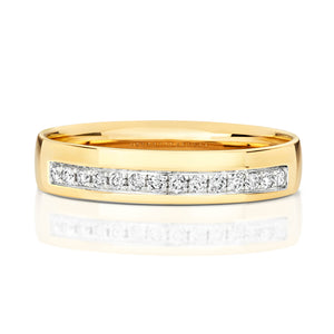 Divinity Diamond Grain Set Wedding Band - 9k Yellow Gold