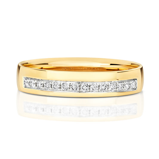 Divinity Diamond Grain Set Wedding Band - 9k Yellow Gold