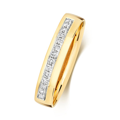 Divinity Diamond Grain Set Wedding Band - 9k Yellow Gold