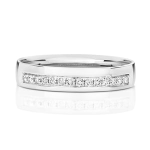 Divinity Diamond Grain Set Wedding Band - 9k White Gold