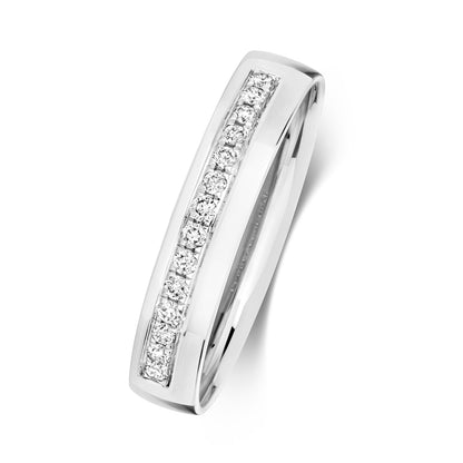 Divinity Diamond Grain Set Wedding Band - 9k White Gold