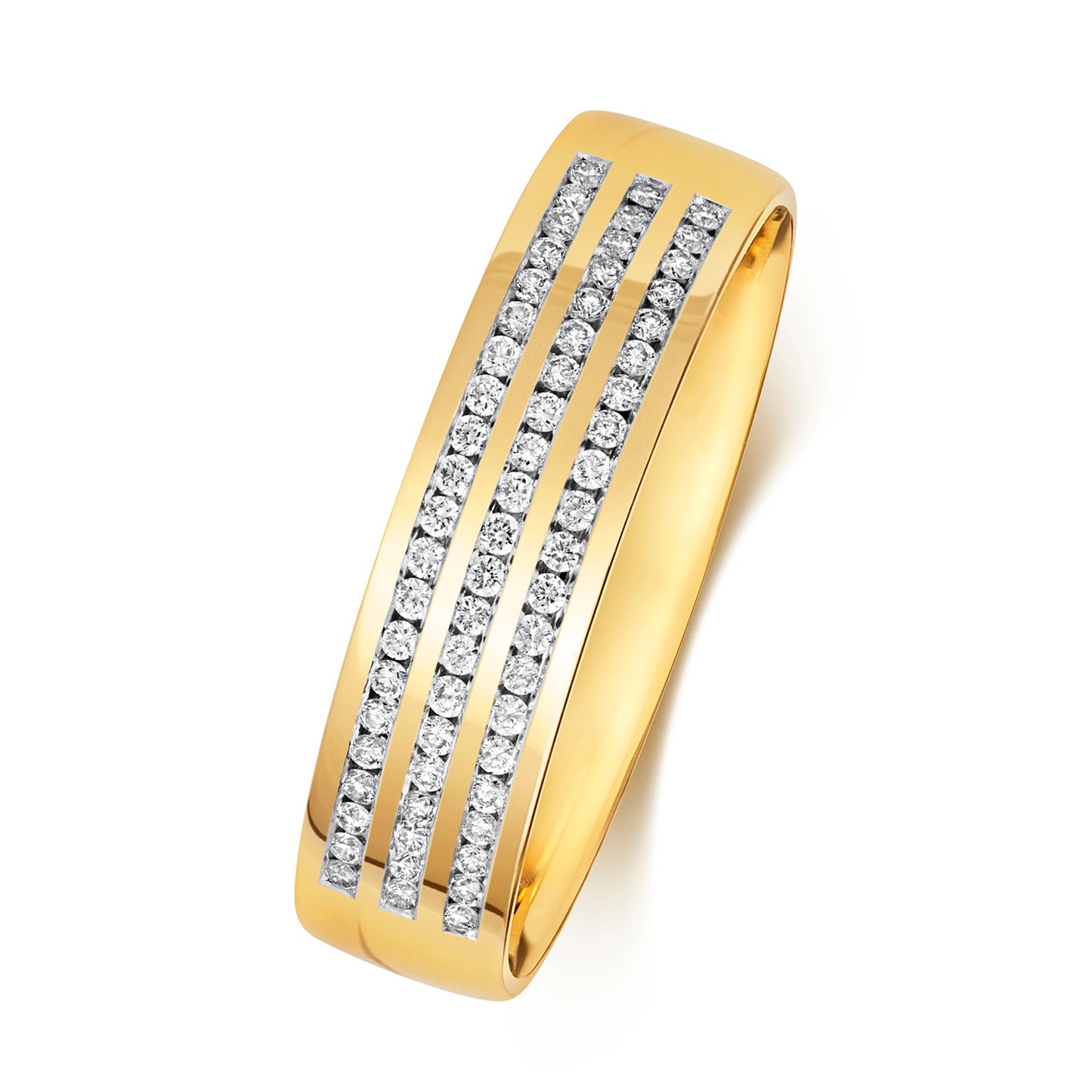 Trillium 3 Row Diamond Wedding Band - 9k Yellow Gold