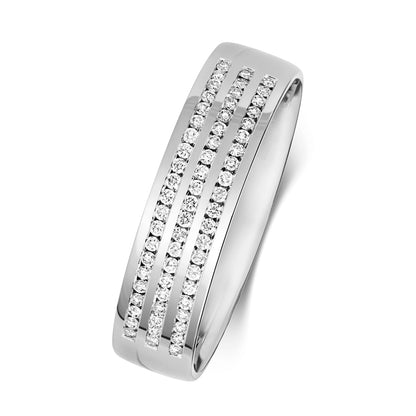 Trillium 3 Row Diamond Wedding Band - 9k White Gold