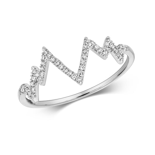 Heartbeat Pulse Diamond Ring - 9k White Gold