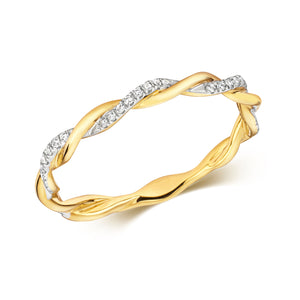 Twist Diamond Ring - 9k Yellow Gold