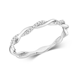 Twist Diamond Ring - 9k White Gold