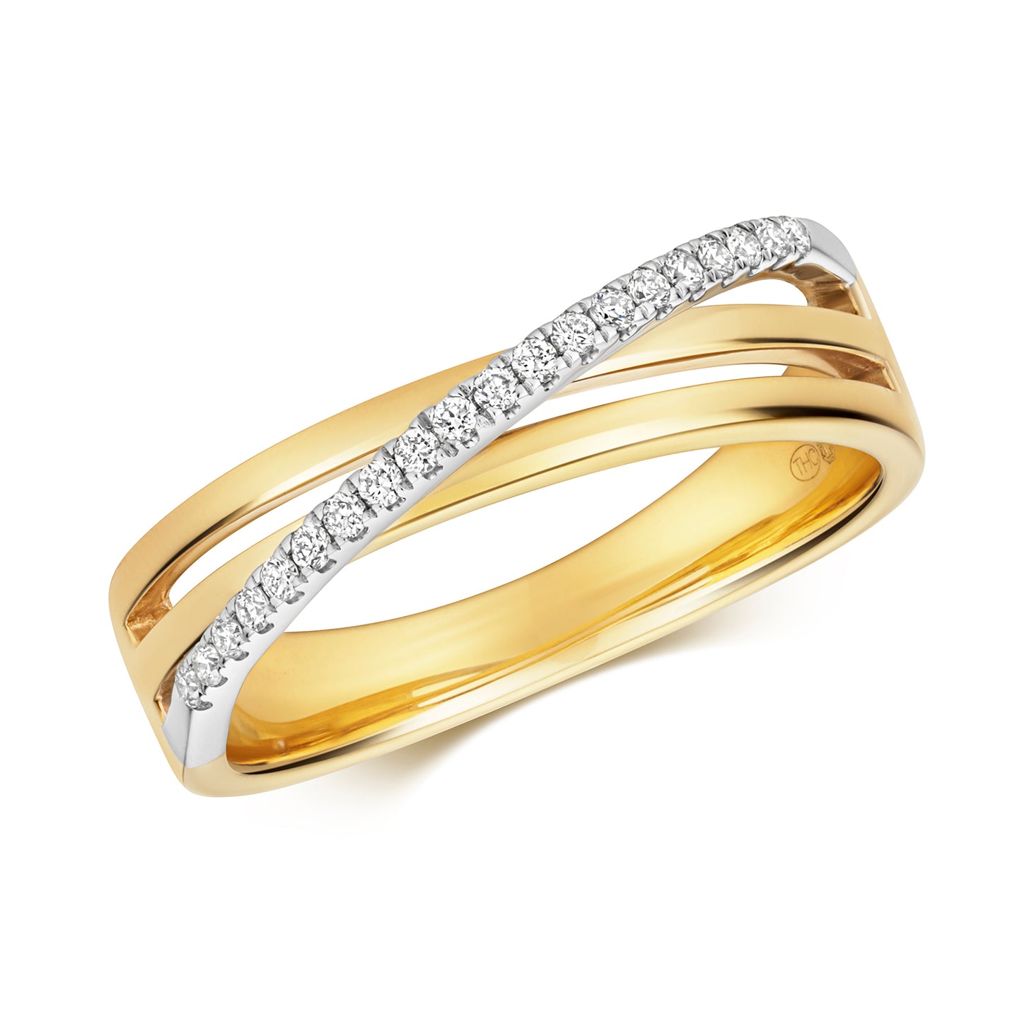 Siena Diamond Crossover Ring - 9k Yellow Gold