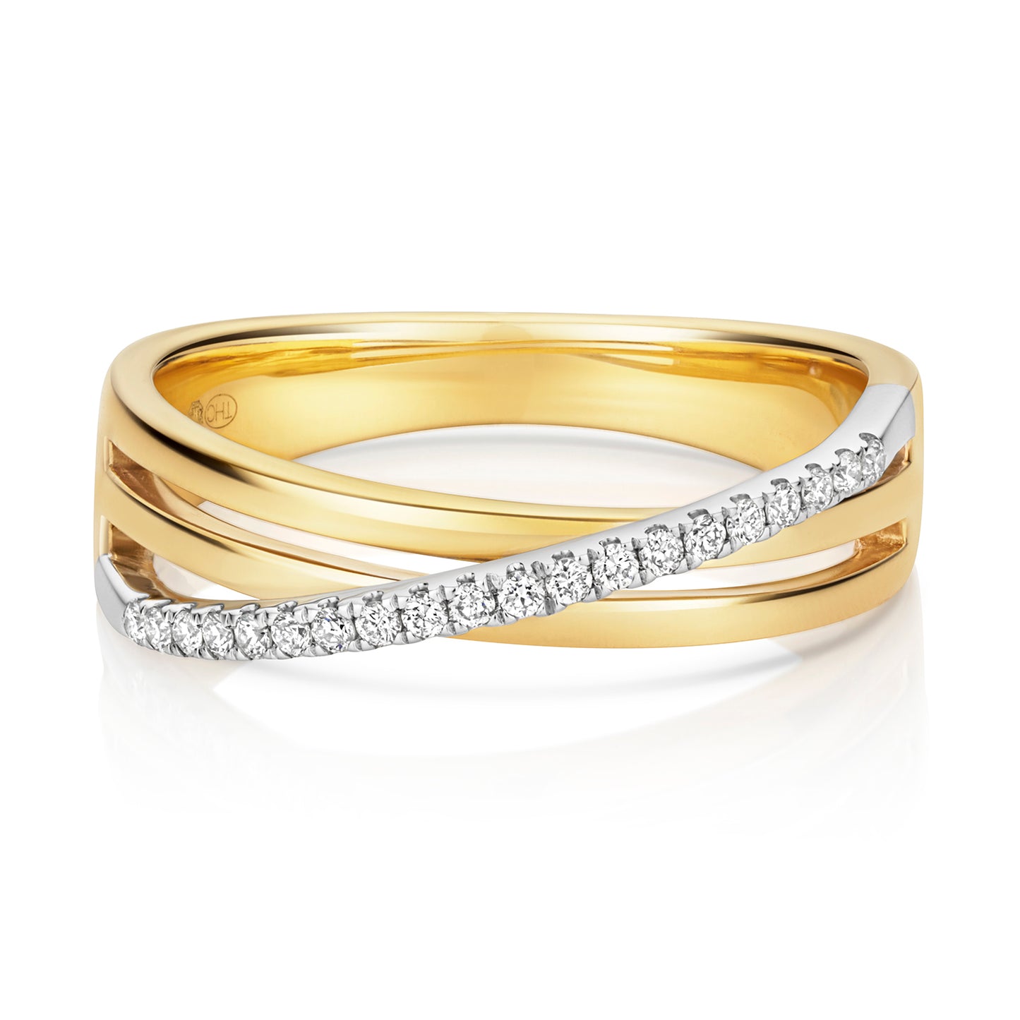 Siena Diamond Crossover Ring - 9k Yellow Gold