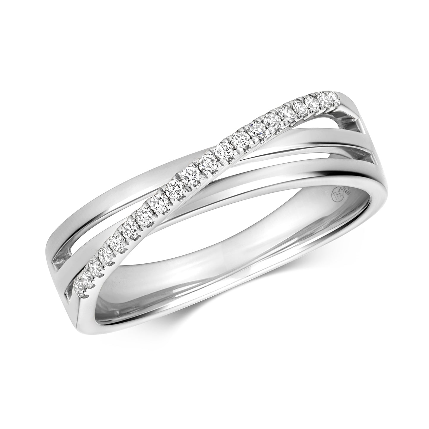 Siena Diamond Crossover Ring - 9k White Gold