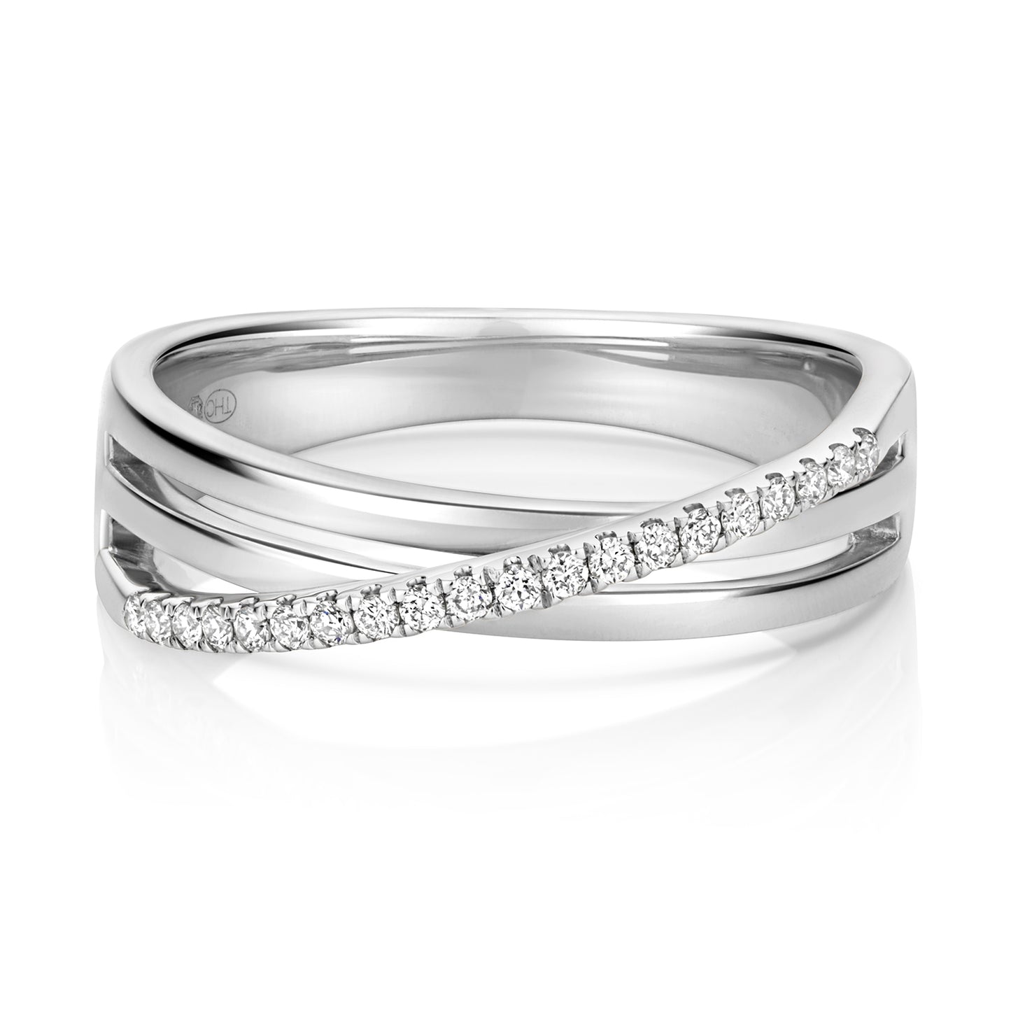 Siena Diamond Crossover Ring - 9k White Gold