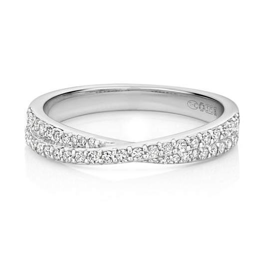 Capri Diamond Crossover Ring - 9k White Gold