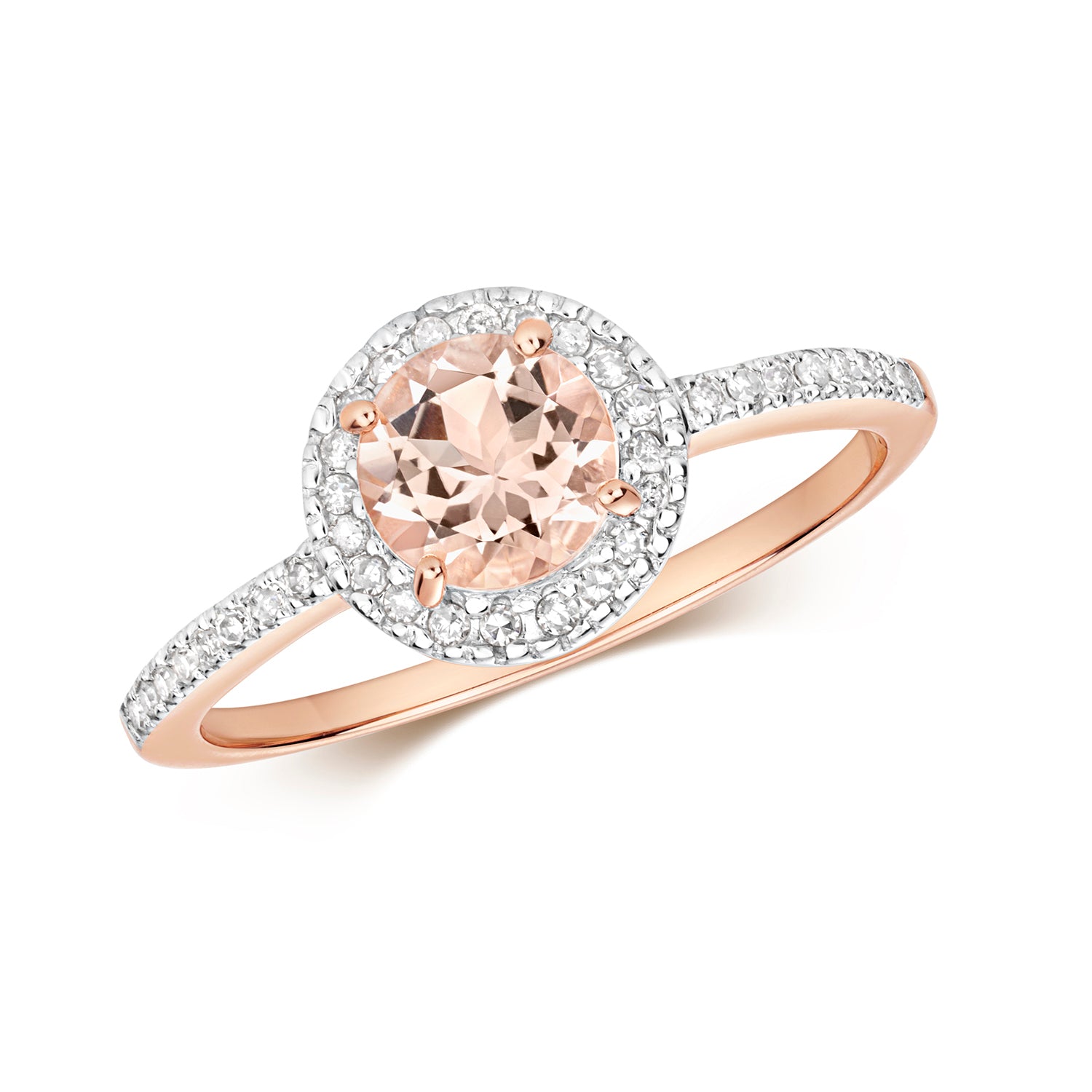 Serene Round Pavé Morganite and Diamond Ring - 9k Rose Gold
