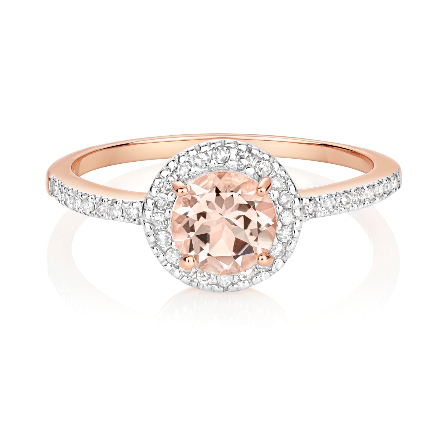 Serene Round Pavé Morganite and Diamond Ring - 9k Rose Gold