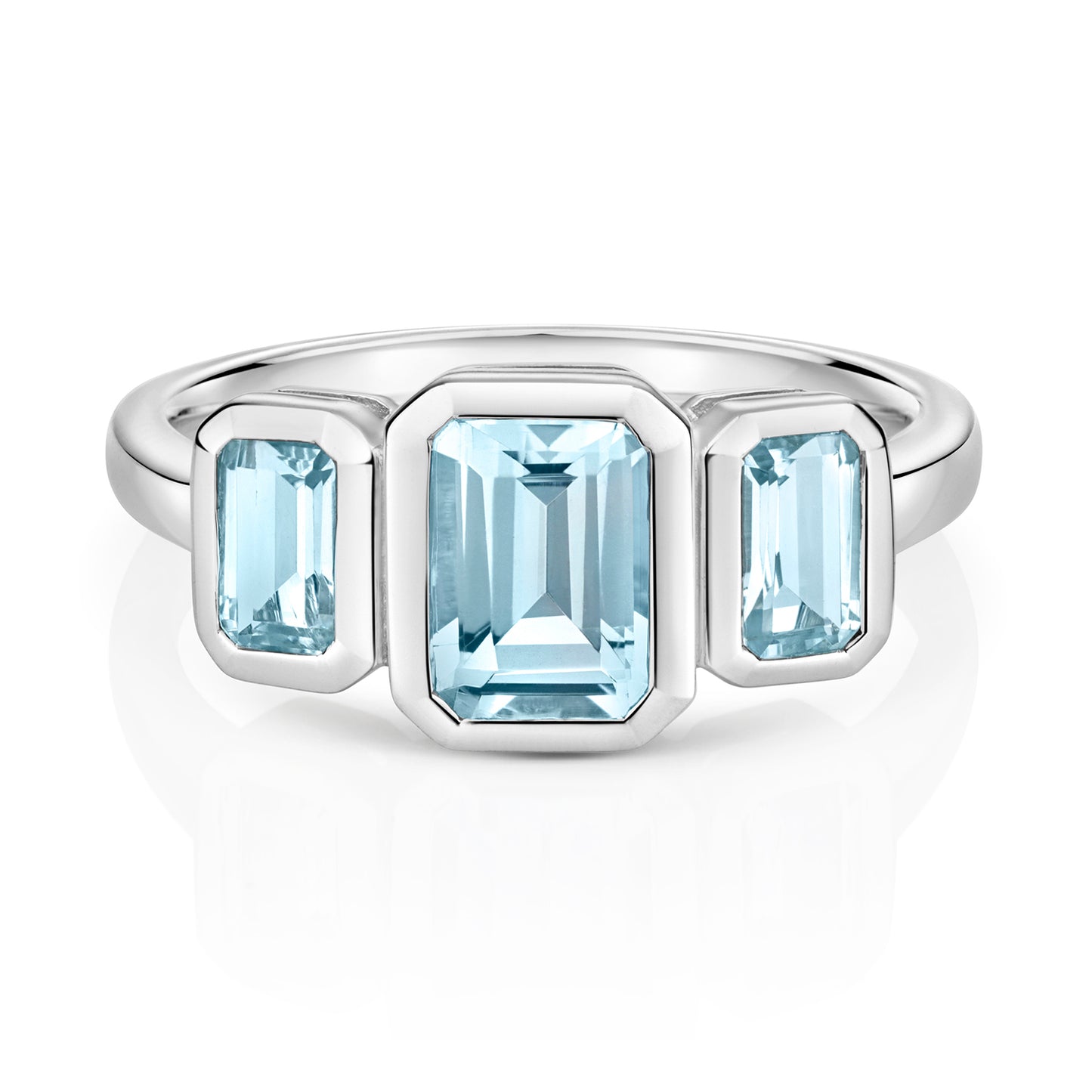 Mable Trilogy Aquamarine Ring - 9k White Gold