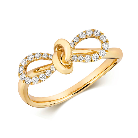 Bella Diamond Bow Ring - 18k Yellow Gold