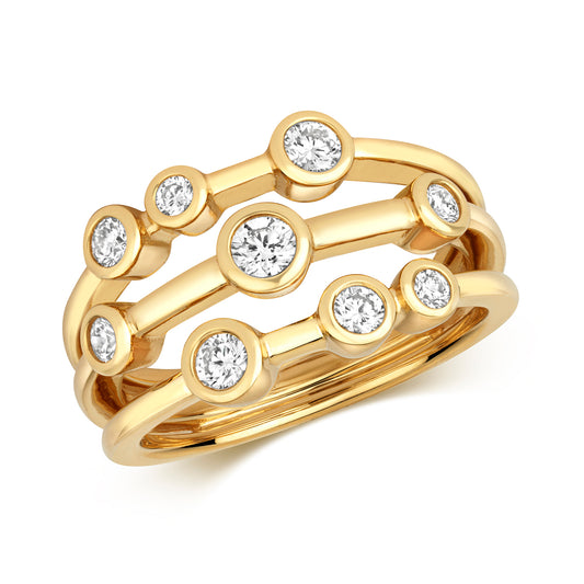 Kaia 0.50ct Diamond 3 Row Ring - 18k Yellow Gold