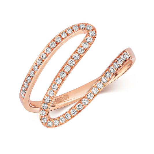 Wave Diamond Ring - 18k Rose Gold