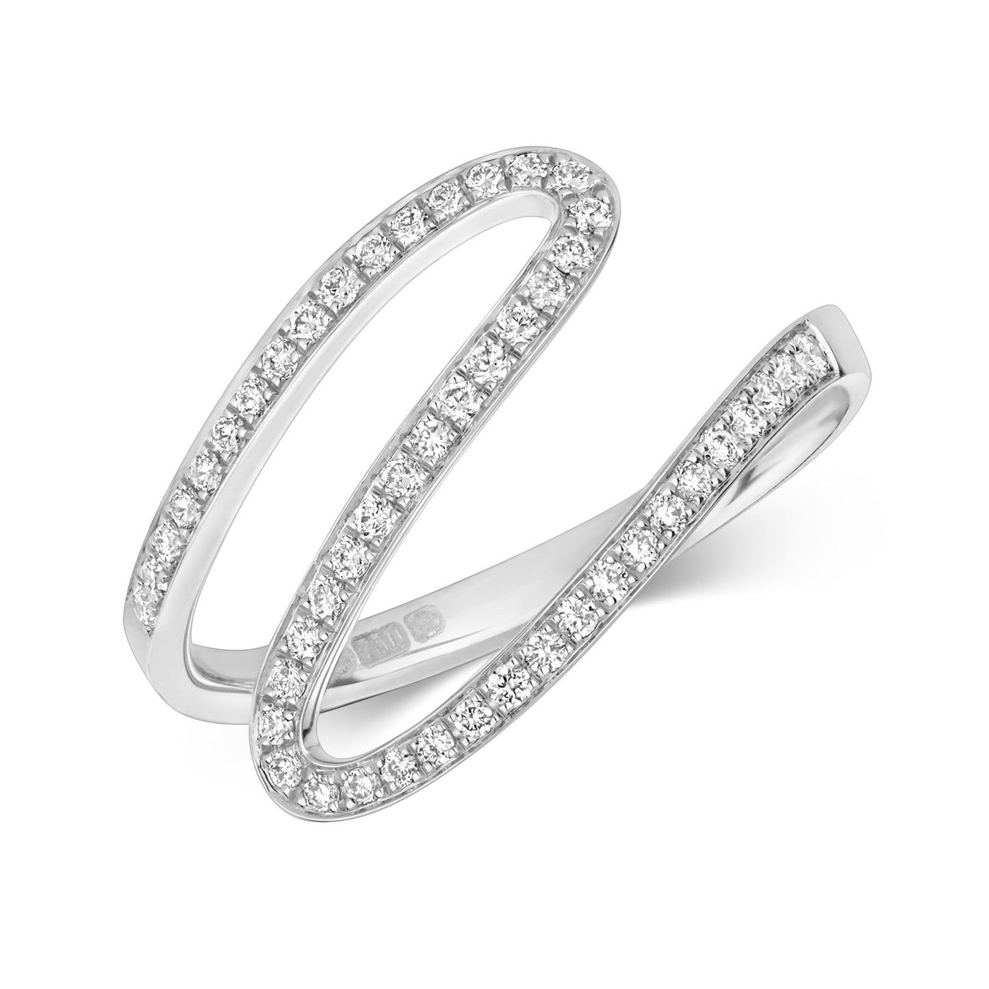 Wave Diamond Ring - 18k White Gold