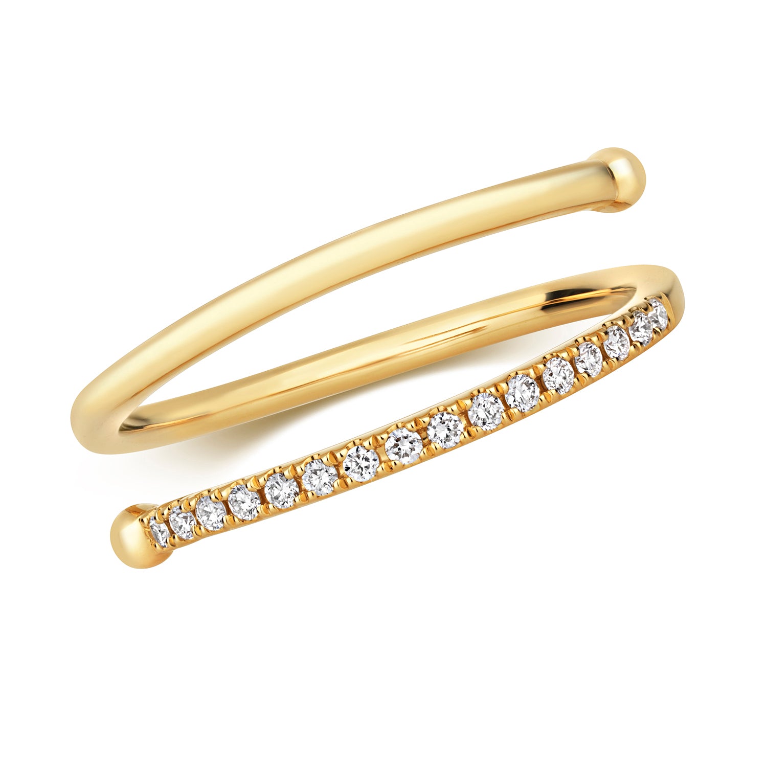Diamond Spiral Ring - 18k Yellow Gold, 0.10ct