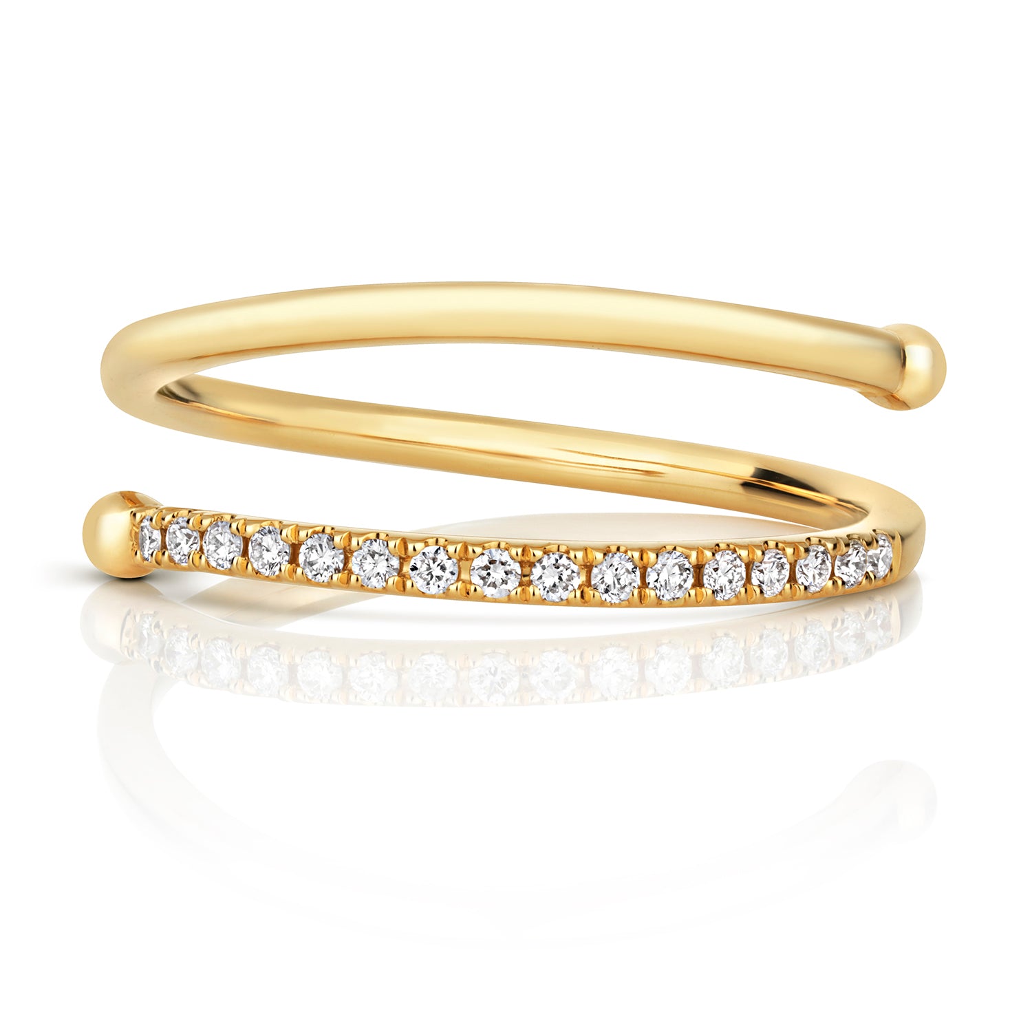 Diamond Spiral Ring - 18k Yellow Gold, 0.10ct
