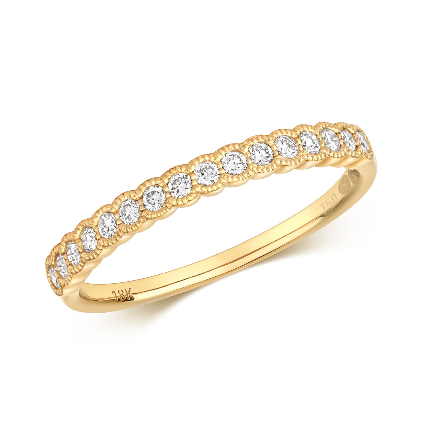 Mia Millgrain Edge Diamond Ring - 18k Yellow Gold