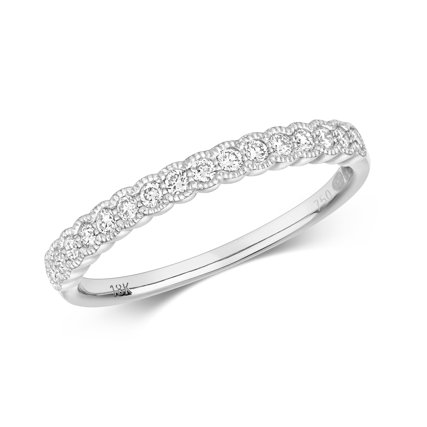 Mia Millgrain Edge Diamond Ring - 18k White Gold