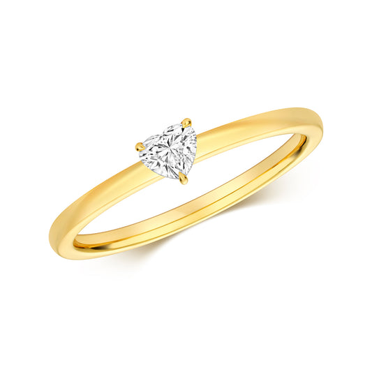 Emari Heart Shape Diamond Solitaire Ring - 18k Yellow Gold