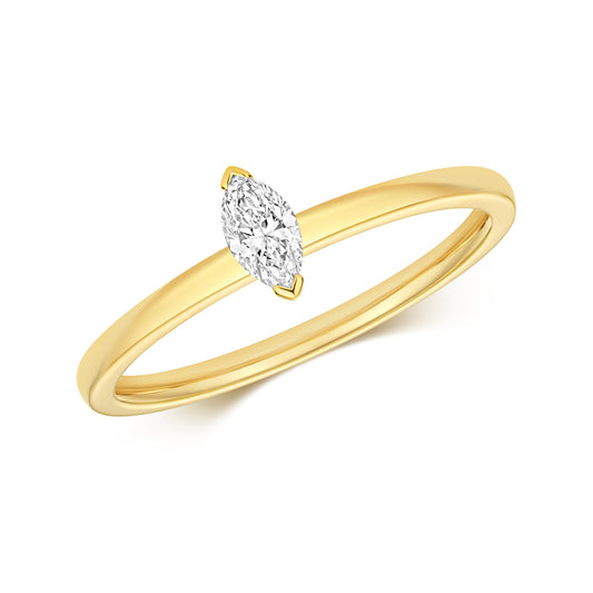 Emari Marquise Cut Diamond Solitaire Ring - 18k Yellow Gold