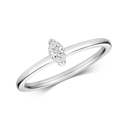 Emari Marquise Cut Diamond Solitaire Ring - 18k White Gold