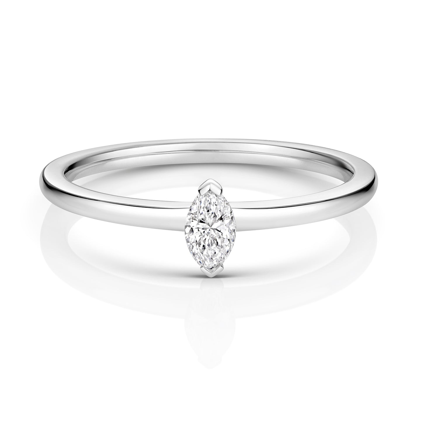 Emari Marquise Cut Diamond Solitaire Ring - 18k White Gold