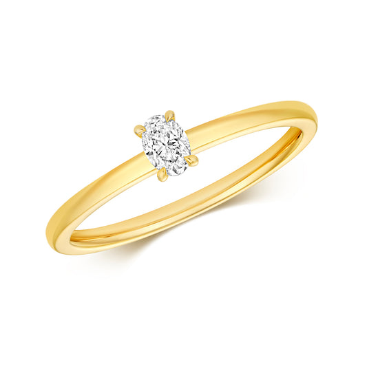 Emari Oval Cut Diamond Solitaire Ring - 18k Yellow Gold