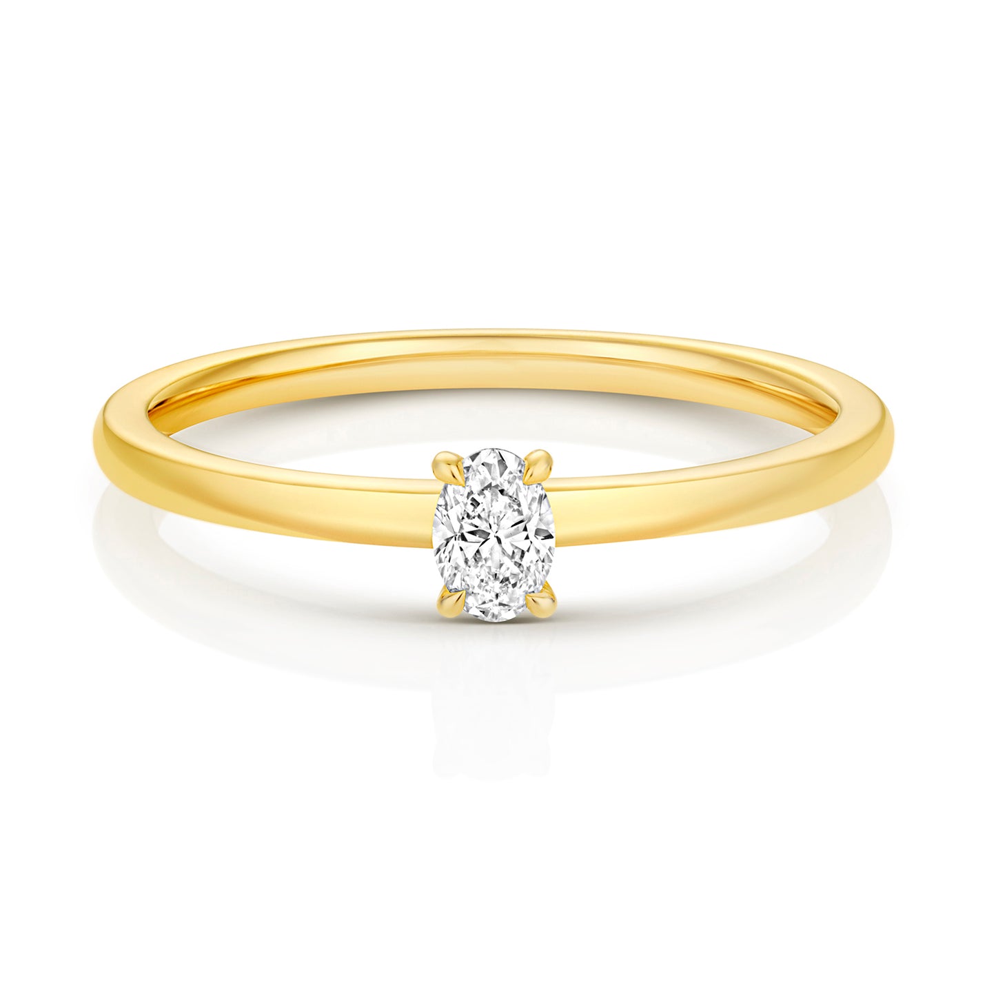 Emari Oval Cut Diamond Solitaire Ring - 18k Yellow Gold