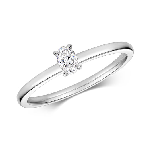 Emari Oval Cut Diamond Solitaire Ring - 18k White Gold