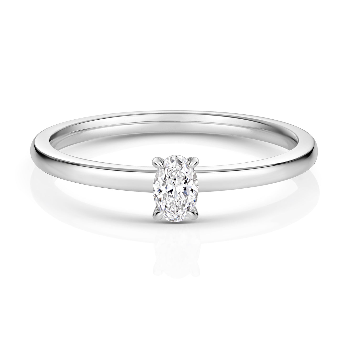 Emari Oval Cut Diamond Solitaire Ring - 18k White Gold