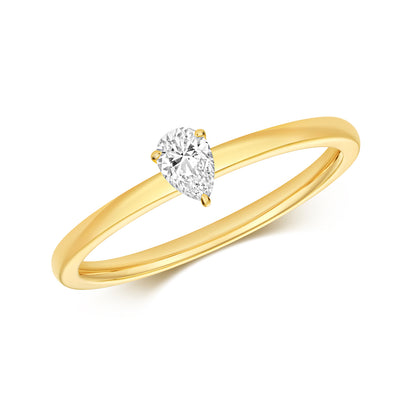 Emari Pear Shape Diamond Solitaire Ring - 18k Yellow Gold