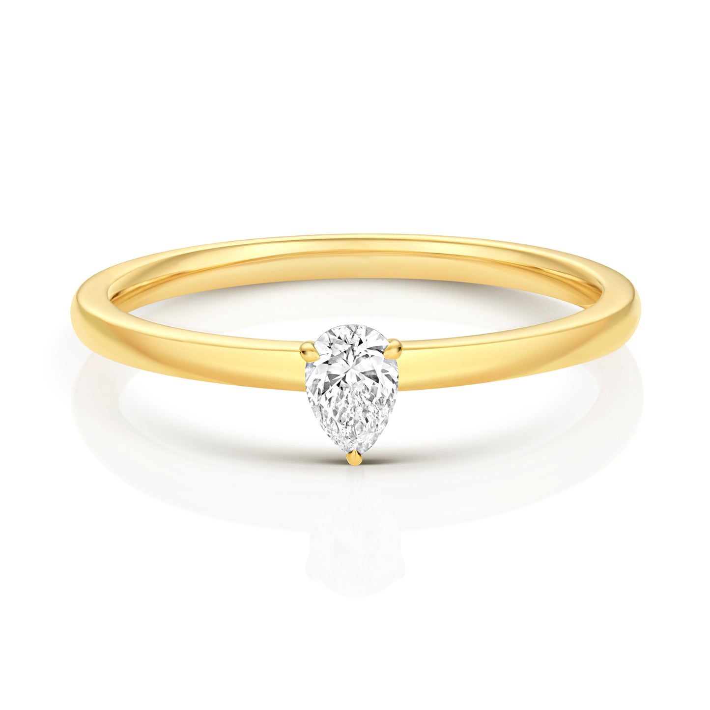 Emari Pear Shape Diamond Solitaire Ring - 18k Yellow Gold