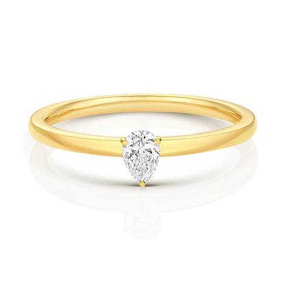 Emari Pear Shape Diamond Solitaire Ring - 18k Yellow Gold