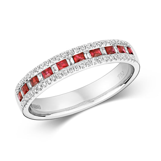 Naples Eternity Ruby and Diamond Ring - 18k White Gold, 0.51ct