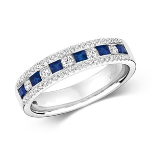 Napoli Eternity Sapphire and Diamond Ring - 18k White Gold, 0.77ct